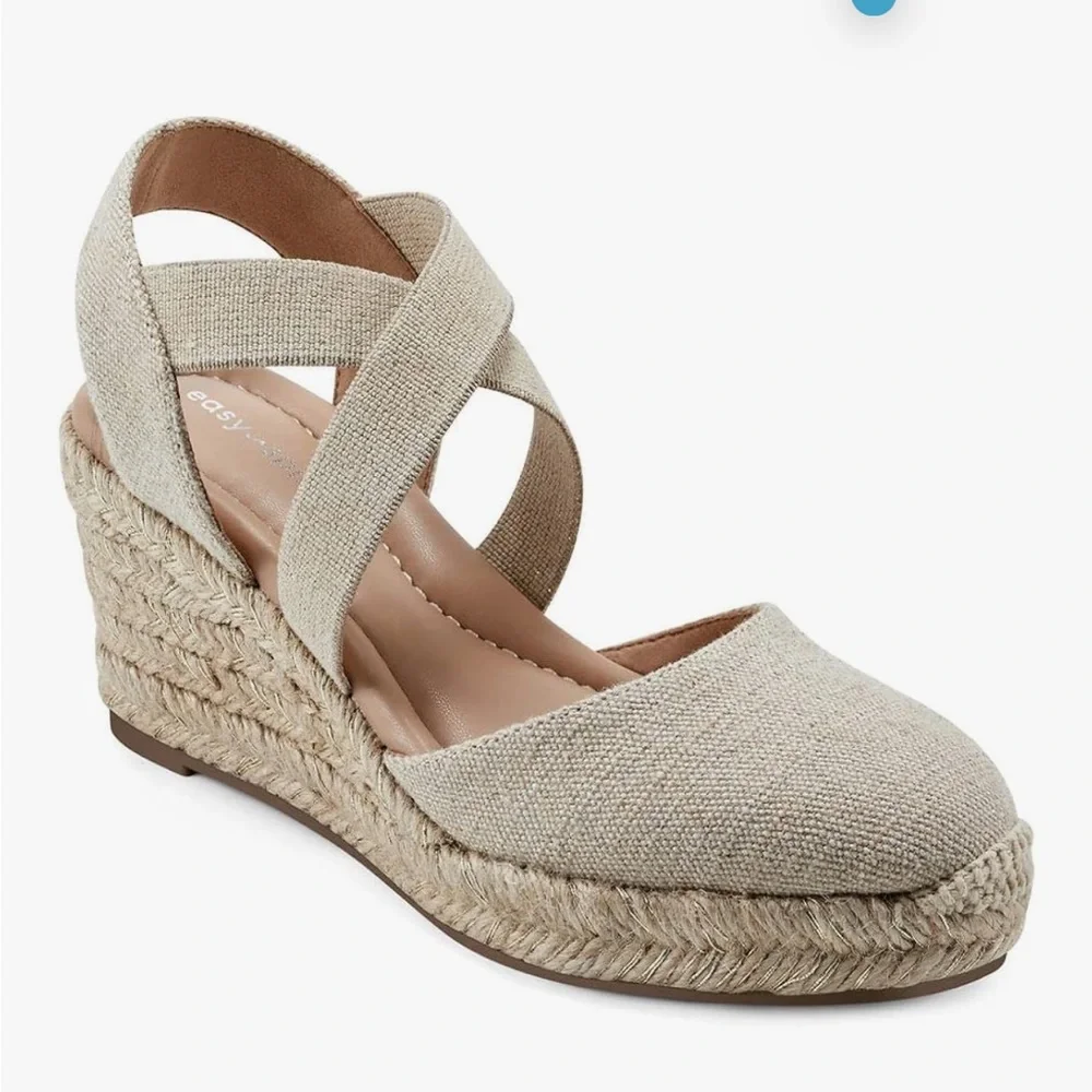 Worn Once Easy Spirit Women's Meza Espadrille Wedge Sanda - Picture 3 of 10